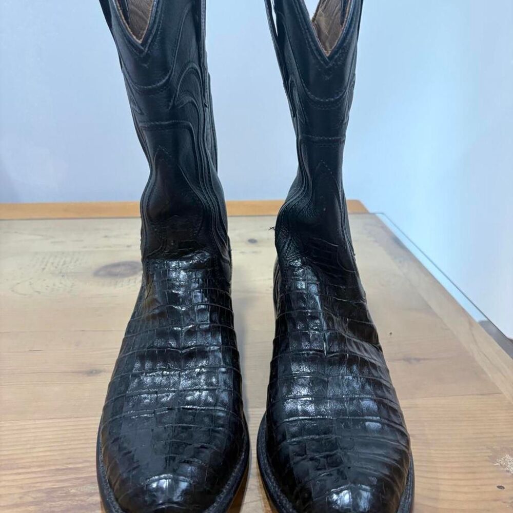 Tecovas Dillon caiman Black Cowboy Boots Size US 9